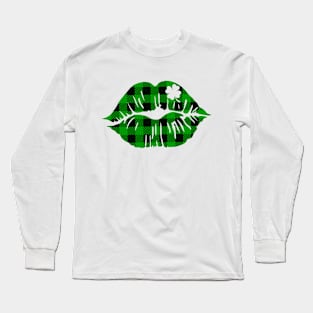 St Patricks Day Shamrock Lucky Lips Saint Patricks Day Irish Long Sleeve T-Shirt